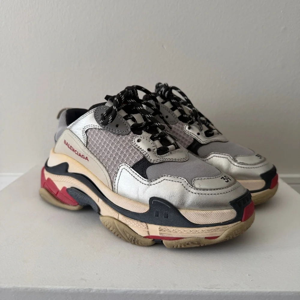 Balenciaga Wmns Triple S Sneaker 'Silver Black Red' - Picture 5 of 14